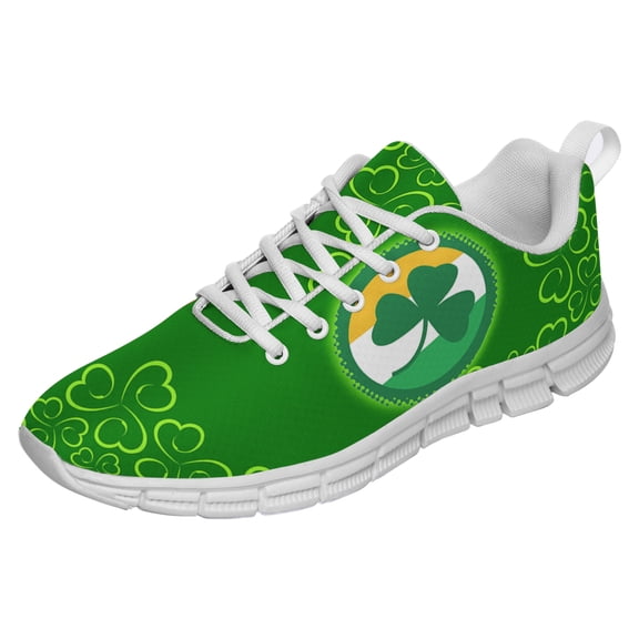 St Patricks Day Shoes for Women Men Running Sneakers Breathable Casual Sport Tennis Shoes White Size 3.5