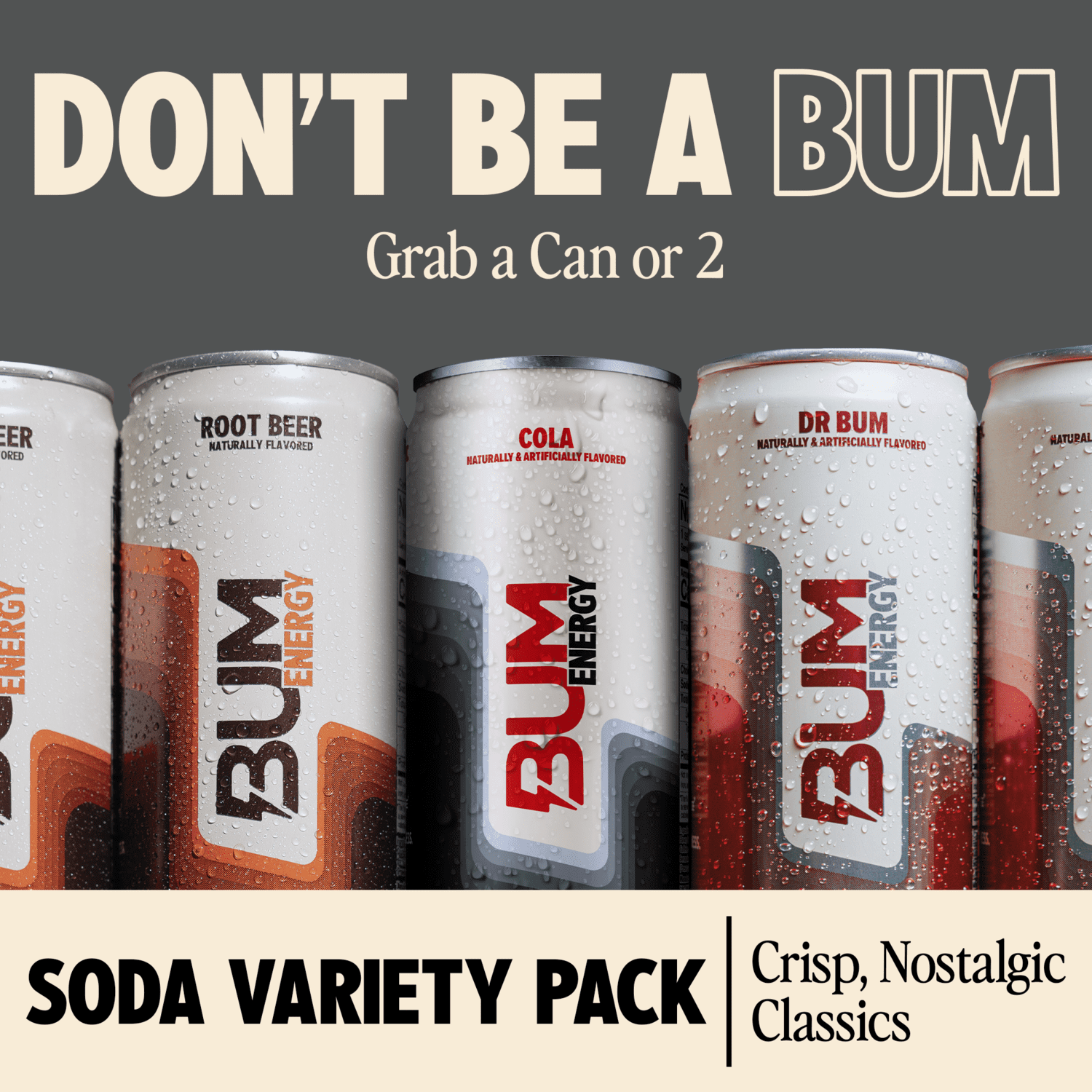 Bum Energy Soda Pack Energy Drink, 112 mg Natural Caffeine, 12 fl oz,12 Pack