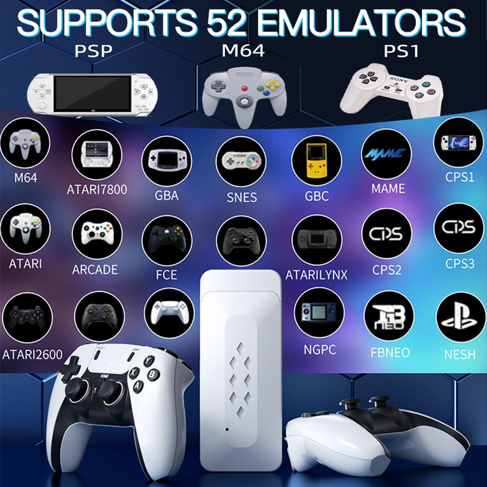 Wireless Retro Game Console, 30000 Classic Games Retro Game Stick, TV Plug and Play Video Game Console, Dual 2.4G Wireless Controller, 4K HD Output, Built-in 64G