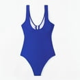 thumbnail image 2 of WREESH Womens One Piece Swimsuits Retro Bow Solid Color Swimsuit Conservative Jumpsuit Bodysuit Swimsuit Sleeveless Bathing Suits Blue, 2 of 9