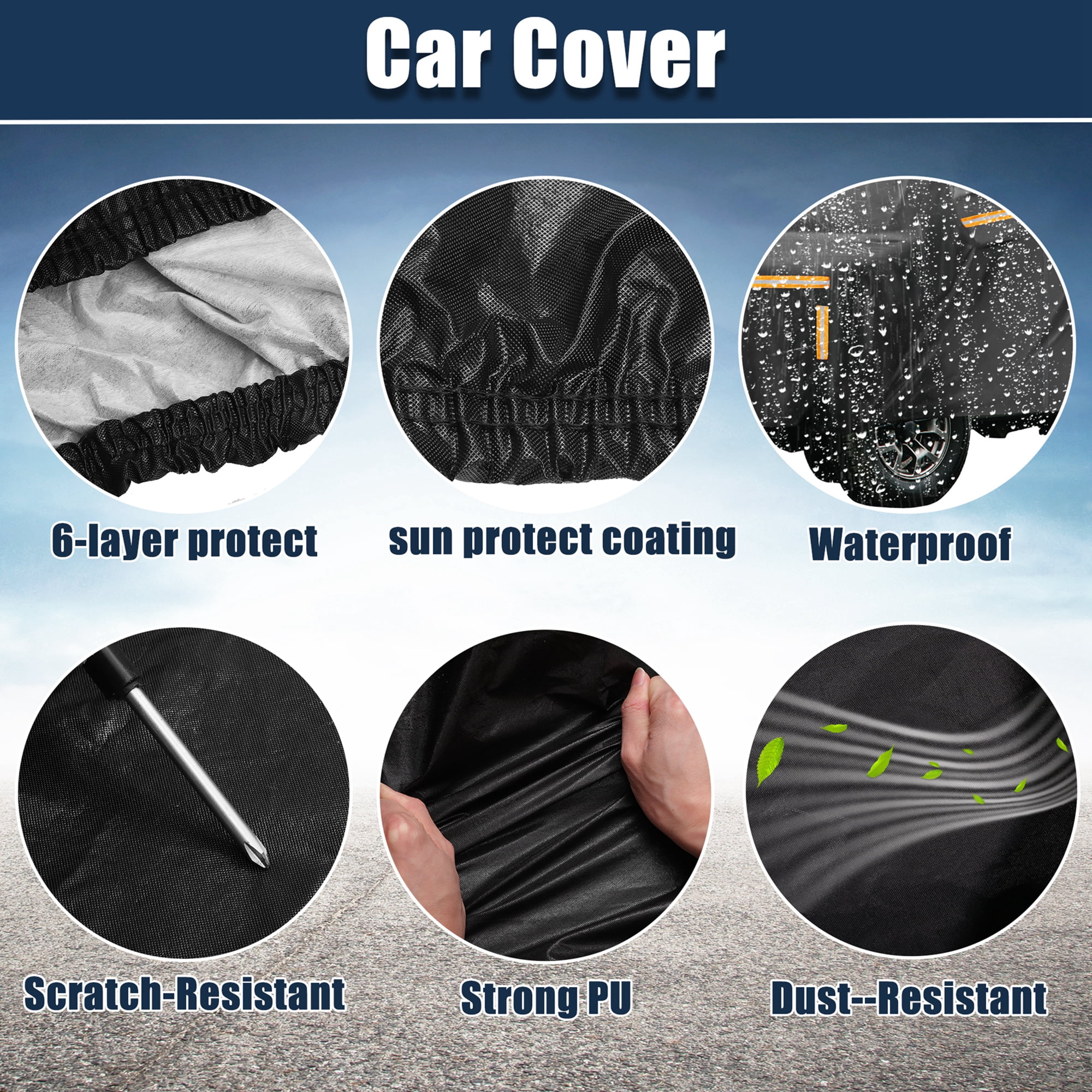 Unique Bargains Car Cover for Suzuki Jimny JB64W/JB74W Black 147.64"x64.96"x68.90"