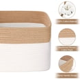 thumbnail image 3 of Woven Cotton Rope Storage Baskets with Handles Large Washable Basket Set Decorative Storage Bins Boxes-White/Brown, 3 of 5