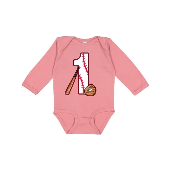 Inktastic Baseball First Birthday One Year Old Boys or Girls Long Sleeve Baby Bodysuit
