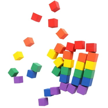100 Pcs Wooden Craft Cube Small Block Building Blocks Square Educational Toys for Kids Pupils Bamboo