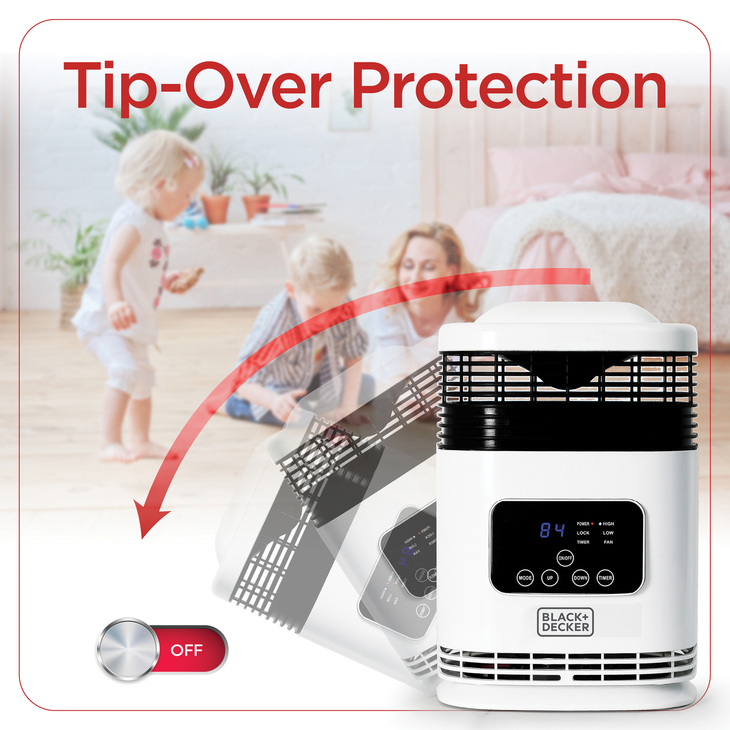 BLACK+DECKER 1,500-Watt-Max Mini 360° Surround Heater with Digital Display and Remote, White, BH1607