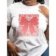 thumbnail image 1 of [1pc Valentine'S Day Print T-Shirt] 1pc Plus-Size Women'S Valentine'S Day Geometric Bow Print T-Shirt, Casual Crew-Neck Knit Top, Polyester Blend, Stretchy, All-Season Vacation Style Tee Tee For Adul, 1 of 6