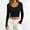 Black, variant on IUYRTFE Women Ribbed U Neck Crop Top Long Sleeve Fitted Knit Basic Tee