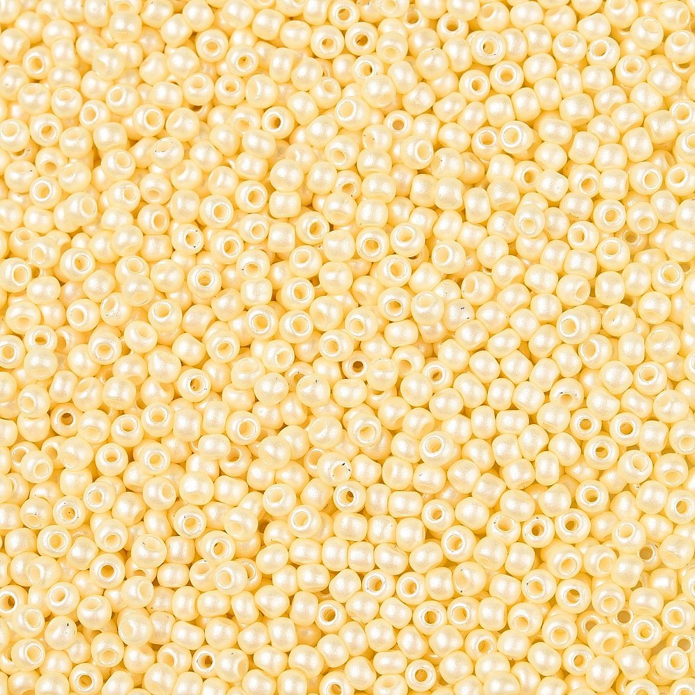 11/0 Grade A Round Glass Seed Beads Baking Paint Lemon Chiffon 2.3x1.5mm Hole: 1mm about 48500pcs/pound