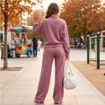 thumbnail image 6 of Szluipve 2 Piece Sets for Women Leopard Print 2 Piece Tracksuit Zip Up Stand Collar Jacket Elastic Waist Wide Leg Pants Casual Loungewear Outfit Set Pink XL, 6 of 7