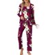 thumbnail image 5 of Puntoco Conjunto de pijama cómodo para mujer, conjunto de pijama informal de manga larga con estampado de moda para mujer y pantalones con bolsillos, 5 of 5