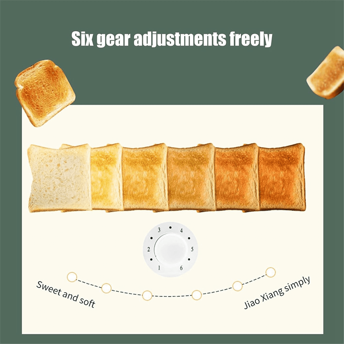 Retro Toaster 2 with 6 Functions, Stainless Steel Toaster Removable Crumb Tray, Under Base Cord Storage US Plug