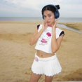 thumbnail image 3 of Camiseta de manga corta Kawaii Hello Kitty Sanrio Y2K Spicy Girl, camiseta Retro con cuello redondo y diamantes, estampado de moda de Anime, regalo para Amiga, 2023, 3 of 4