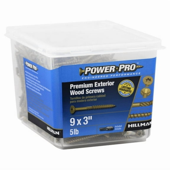 Hillman 48611 Power Pro Premium Exterior Bronze Wood Screws #9 x 3", 417-Pack