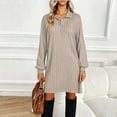thumbnail image 1 of Fznquz Robes Jaunes pour Femmes 2026 Décontracté Tricot Printemps Robe Chandail à Manches Longues Robe Demi-Glissière Femmes, 1 of 5