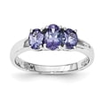 thumbnail image 1 of Sterling Silver Rhodium 3-Stone Tanzanite Ring (Size 6) Made In India qr6369tz-6, 1 of 2