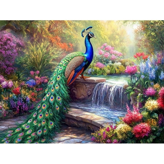 5D Peacock Diamond Art 12x16 Inch Full Drill Diamond Painting Kits for Adults & Beginners - DIY Art Crafts for Relaxation and Home Wall Decor 283A