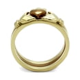 thumbnail image 3 of Stainless Steel 3 pc. Two Tone IP Gold and Brown Plated Irish Claddagh Heart Ring Size 6, 3 of 7