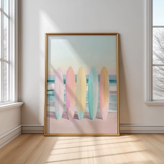 Colorful Abstract Surfboards, Coastal Beach House Wall Art, Summer Surf Decor, Vibrant Ocean Poster,, Unframed Canvas Size 16x24