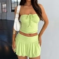 thumbnail image 2 of RMGVDSD Elegant Two Piece Set For Women Sleeveless Strapless Top With Pleated High Low Double Layer Skirt Outfit Women Beach 2 Piece Outfits, 2 of 9