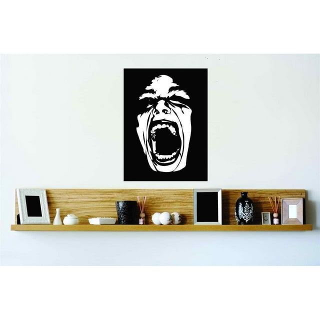 Design With Vinyl Artwork Wide Open Mouth Horror Screaming Face Wall Decal for Children - Holiday Sream Themed Décor - Size: 20 In x 16 In