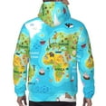 thumbnail image 7 of Kdxio World Map With Animals Landmarks Print Mens Casual Hooded Collar Drawstring Hoodies Pullover Sweatshirts Casual Long Sleeve Shirts-4X-Large, 7 of 7