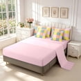 thumbnail image 3 of Manfei Contemporary Grid 7-Piece King Bedding,Checkered Art King Bed in a Bag,Orange Pink Blue,Pink Reversible, 3 of 7