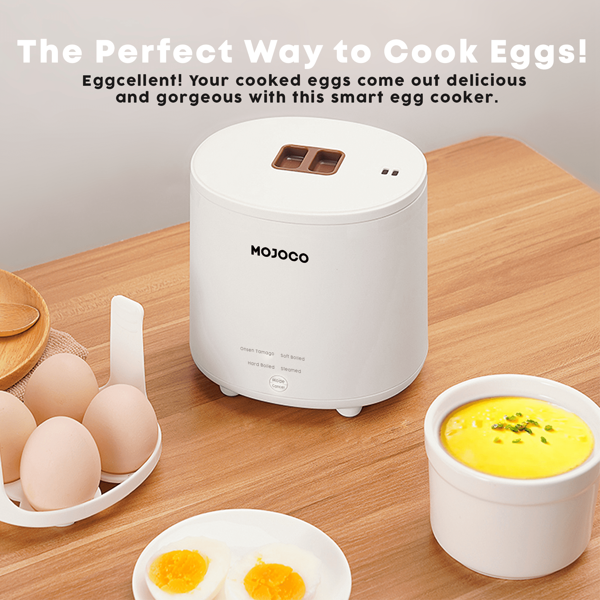 Mojoco Rapid Egg Cooker - Mini Egg Cooker for Steamed, Hard Boiled, Soft  Boiled Eggs and Onsen Tamago - Electric Egg Boiler for Home Kitchen, Dorm  Use - Smart Egg Maker with