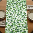 thumbnail image 5 of St. Patrick's Day Table Runner, Green Leaf Gnomes Shamrock Clovers Washable Cotton Linen Table Runners 108 Inches Long, Dresser Scarf Runner for Dining/Living Room/Kitchen/Square Tables 13''x108'', 5 of 9