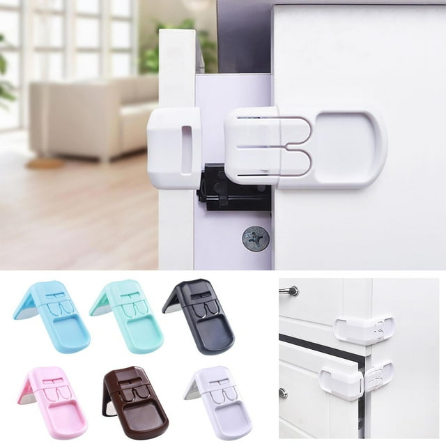 Xihbxyly Cerradura para Cajón, Diseño de Doble Hebilla En Ángulo Recto, Protección Segura para Bebés, Instalación Flexible, Fácil de Usar, Material Plástico Duradero, Aspecto Compacto E Invisible, Ta