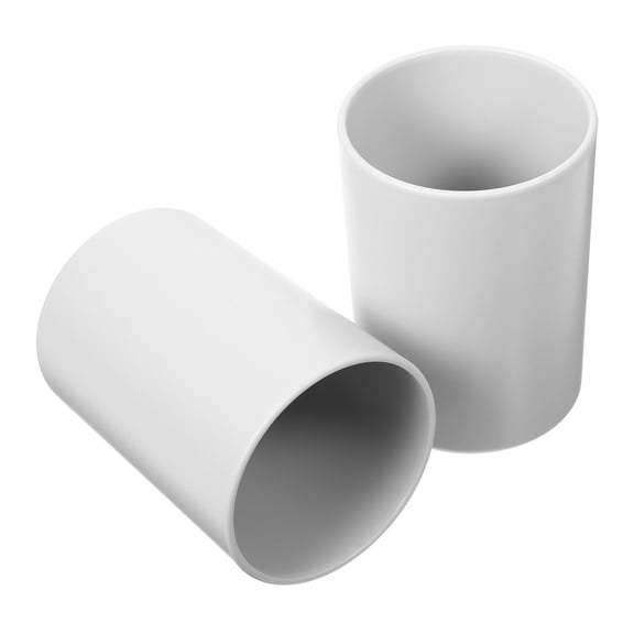 Reusable Unbreakable Toothbrush Cup with Mouthwash Cups for Bathroom Use in Grey ABS Material 2Pcs