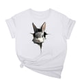 thumbnail image 1 of Tops de Cuello Alto para las Mujeres Amante Impreso Camiseta Cuello Redondo Manga Corta, Poliéster Spandex, 1 of 7