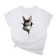 thumbnail image 1 of Tops de Cuello Alto para las Mujeres Amante Impreso Camiseta Cuello Redondo Manga Corta, Poliéster Spandex, 1 of 7