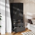 thumbnail image 4 of UGTOO 70" Black Fluted Armoire Wardrobe Closet with 2 Doors & 3 Drawers, Freestanding Wooden Wardrobe Cabinet with Hanging Rod & Gold Handles for Bedroom, 4 of 13