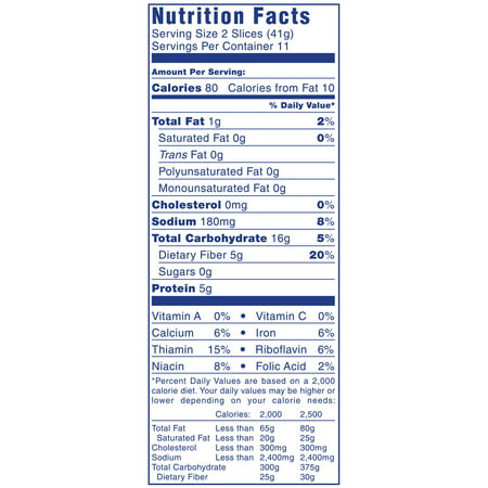 nature's own wheat bread nutrition facts