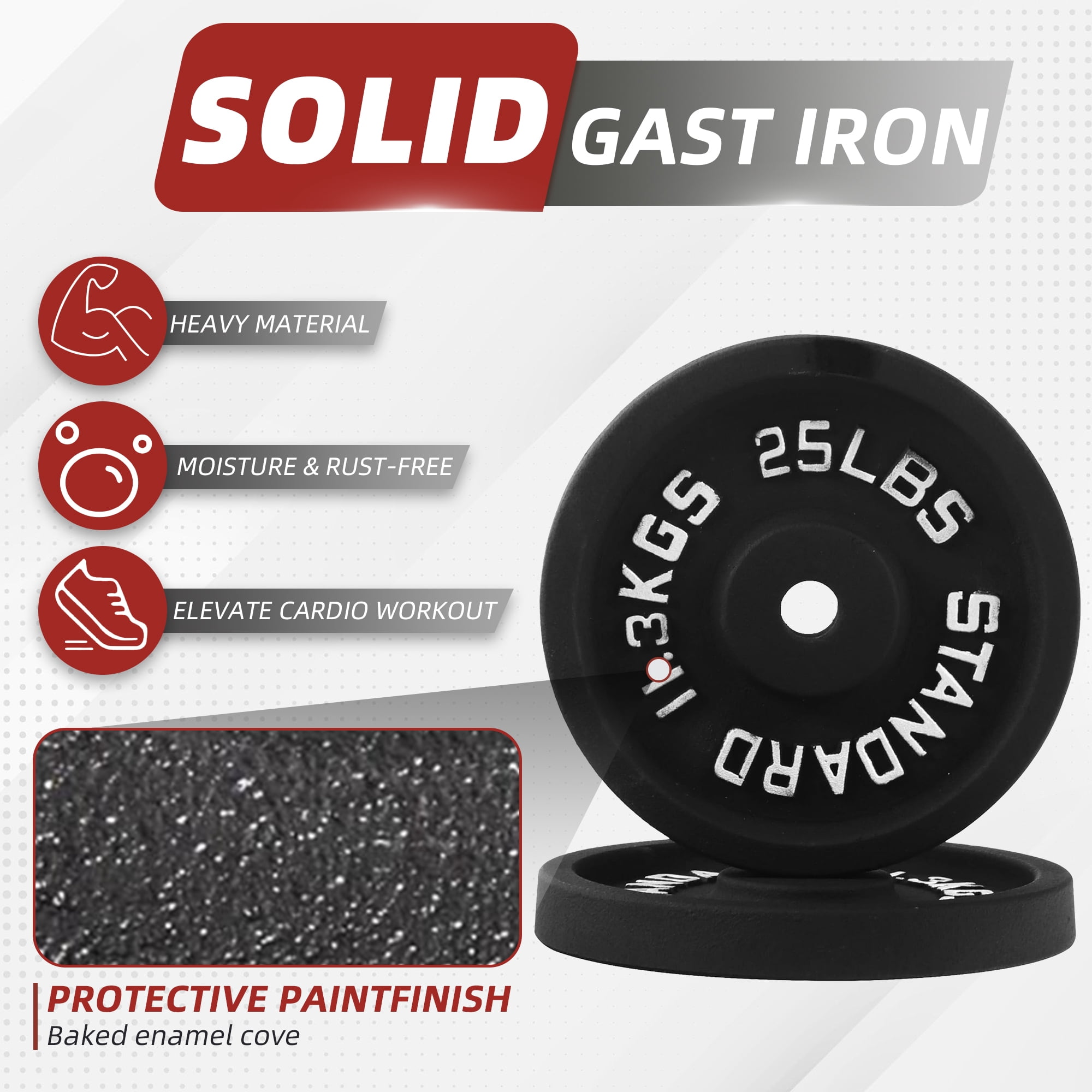 BalanceFrom 60 lbs fitness set, 5-foot standard barbell (10 lbs) with star lock, cast iron weight stack (50 lbs), suitable for a variety of training, suitable for home and professional gym