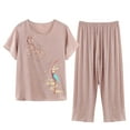 thumbnail image 2 of Gpaecead Women's Capri Pajama Sets Plus Size Sleepwear Top with Capri Pants 2 Piece Loungewear Set For 2XL, 2 of 4