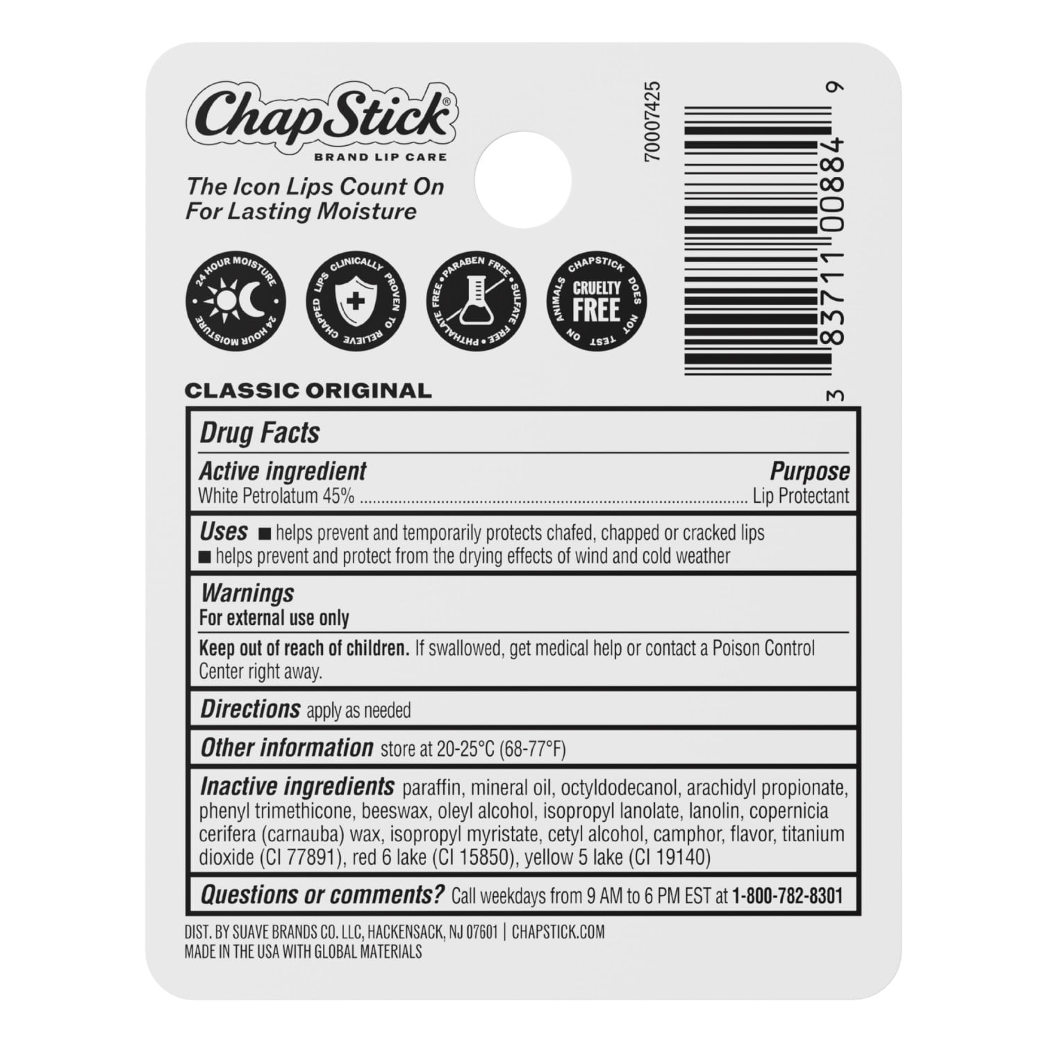 ChapStick Classic Original Lip Balm Stick, Lip Balm Set, 3-Count