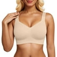 thumbnail image 2 of Lixiuxyad Wirefree Full Coverage Bra For Seamless Comfort Everyday T Shirt Underwire Support Soft Fabric Breathable Smooth Fit,Bras for Women Beige L, 2 of 7
