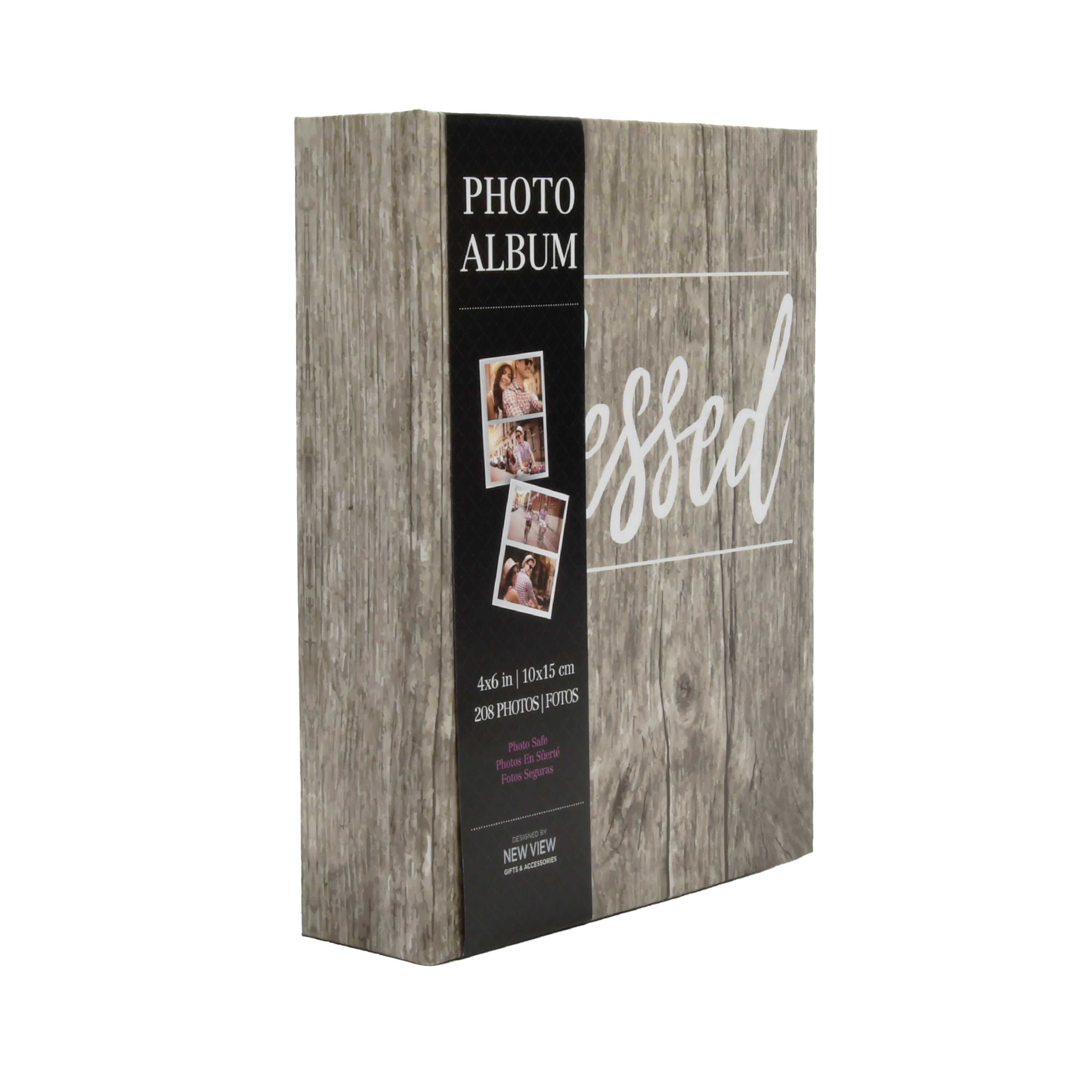 New View Gifts Grey Washed Blessed Wood Plank Photo Album, Holds 208 4"x6" Photographss