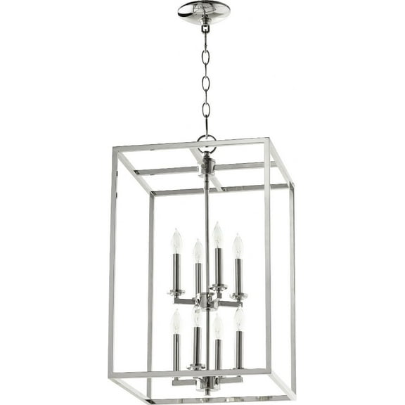 6731-8-62-Quorum Lighting-Cuboid - 8 Light 2-Tier Entry Pendant in Quorum Home Collection style - 14 inches wide by 24 inches high-Polished Nickel