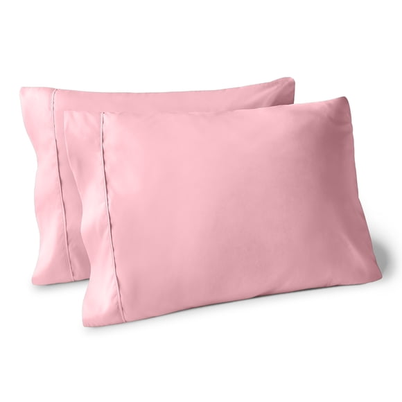 Juego de Fundas de Almohada Bare Home Colección Premium 1800 Doble Cepillado Ultra Suave Tamaño Estándar Rosa Claro 2 Unidades