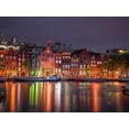 thumbnail image 2 of Frank, Assaf 24x19 Black Ornate Wood Framed with Double Matting Museum Art Print Titled - Amsterdam canal at night, 2 of 4