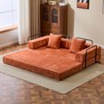thumbnail image 2 of Miniyam 4 in 1 Convertible Floor Sofa Bed, Chenille Floor Couch with Armrest, Pillow for Living Room, Orange, 2 of 8