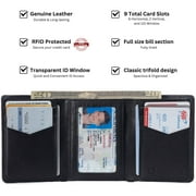 Alpine Swiss Mens Leon RFID Trifold Pocket Wallet – Genuine Leather Wallet for Men, Slim Design with ID Window & Multiple Card Slots, Classic RFID Safe Pocket Wallet in gift box
