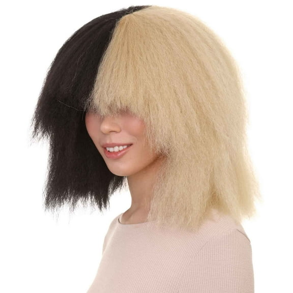 HPO Women's Australian Singer Bob Black & Blonde Color Wigs | Pop Star | Premium Breathable Capless.