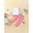 thumbnail image 3 of Bagilaanoe 2Pcs Toddler Baby Girl Long Pants Set Rainbow Print Long Sleeve Sweatshirt Pullover Tops+ Trousers 6M 12M 18M 24M 3T Kids Fall Casual Sweatsuit, 3 of 9
