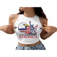 thumbnail image 1 of Débardeurs pour Femmes Jour de l'Indépendance Coupe Ajustée Col Rayé Crop Tops, 1 of 5