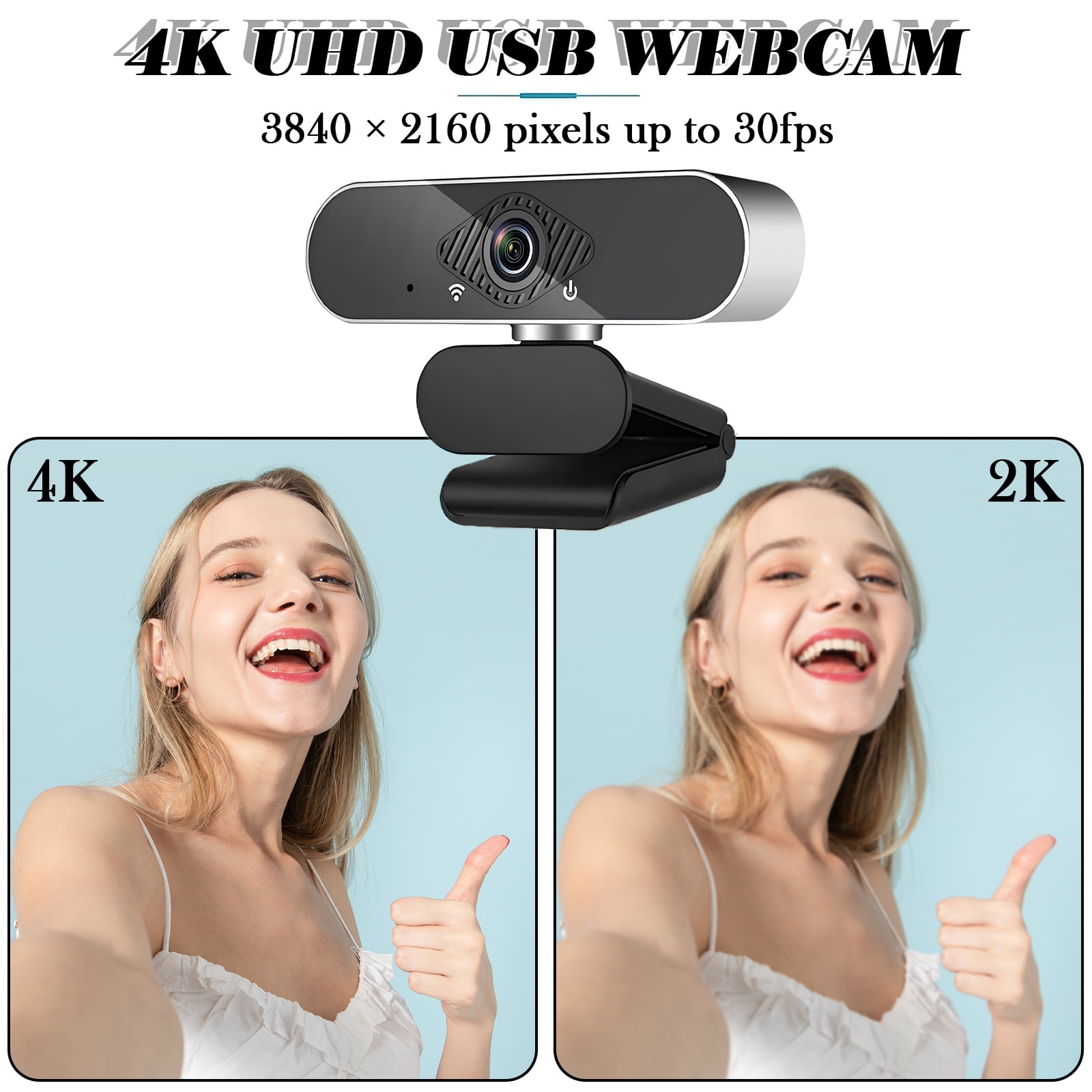RONY 4K Auto Focus USB Webcam: Plug & Play Computer Camera with Noise-Canceling Mic for Desktop Laptop PC