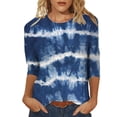 thumbnail image 1 of Pompotops Mode Femme T-shirt Imprimé Mi-Longueur Manches 3/4 Blouse Col Rond Hauts Décontractés Liquidation, 1 of 4