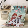 thumbnail image 2 of Christmas Teal Throw Flannel Blanket 32x48In Xmas Balls Pine Tree Snowman Super Soft Cozy Bed Blanket, Lightweight Plush Fuzzy Bed Throw for Bedroom Sofa Couch Living Room, 2 of 4